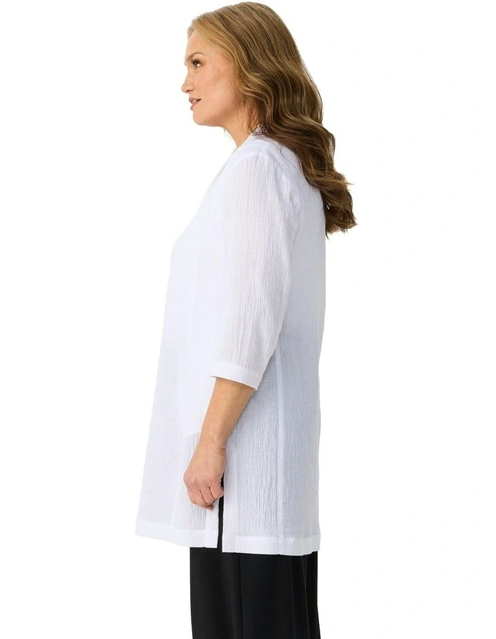 Lumina 1 Button Long Shacket in White image 3