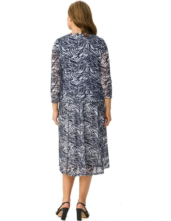 Veneta Mesh Crop Print Cardigan in Multi image 2