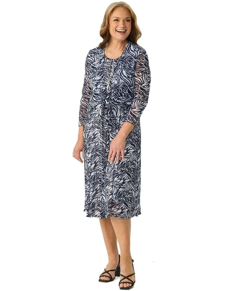 Veneta Mesh Crop Print Cardigan in Multi image 4