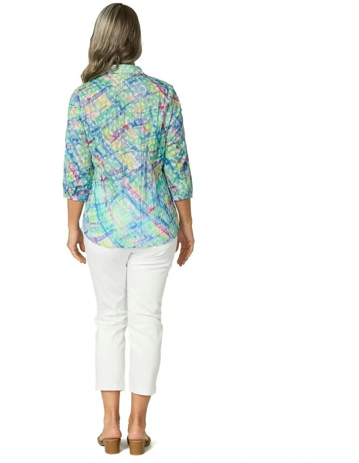 Vista Crushed 3/4 Sleeve Print Shirt in Multi image 2