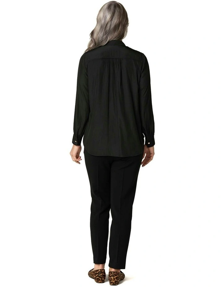 Desire V Neck Popover Blouse in Black image 2