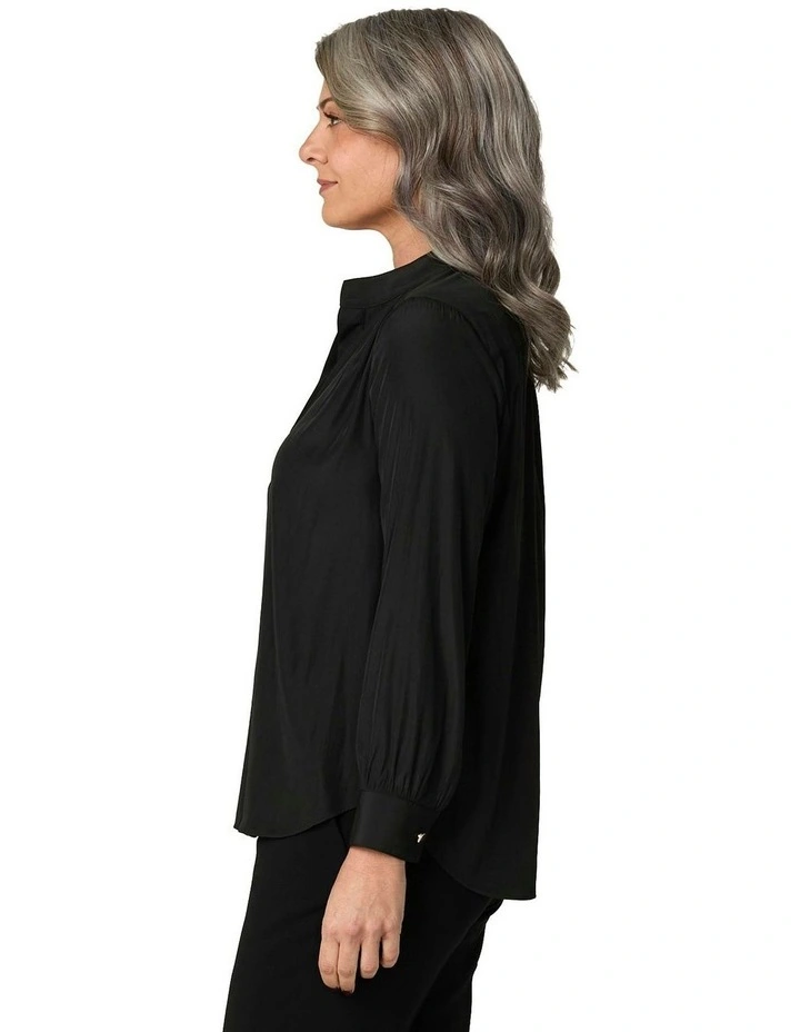 Desire V Neck Popover Blouse in Black image 3