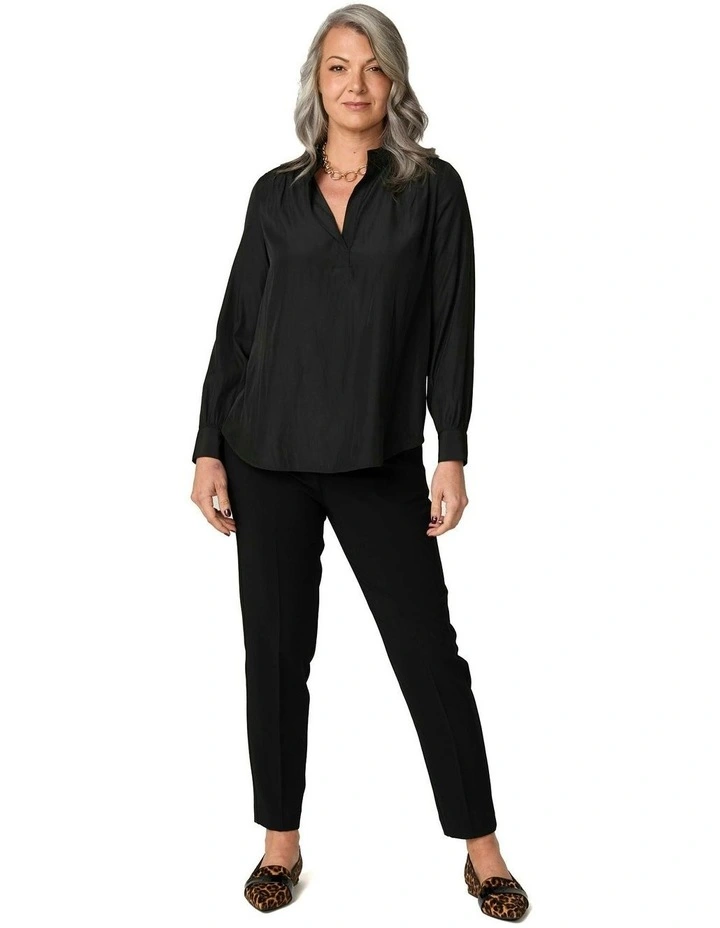 Desire V Neck Popover Blouse in Black image 4