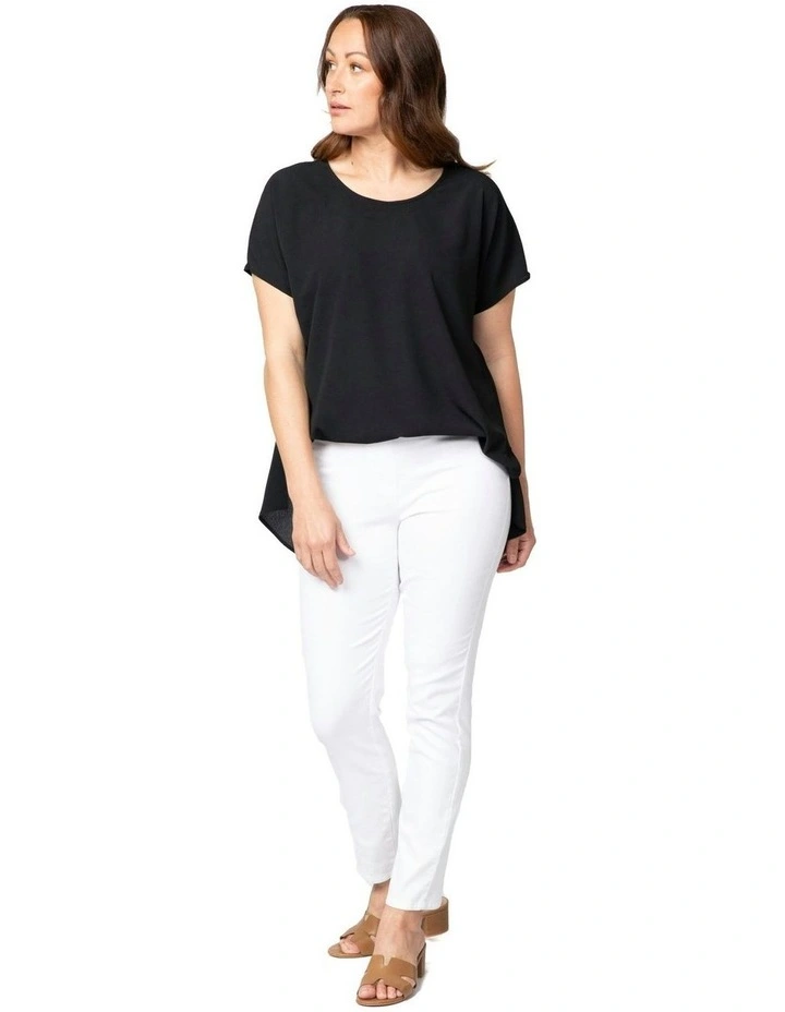 Patios Scoop Neck Pleat Back Top in Black image 5