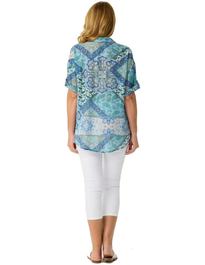 Corfu Skies Relaxed Short Sleeve Shirt in Multi image 2