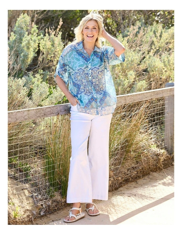 Corfu Skies Relaxed Short Sleeve Shirt in Multi image 5