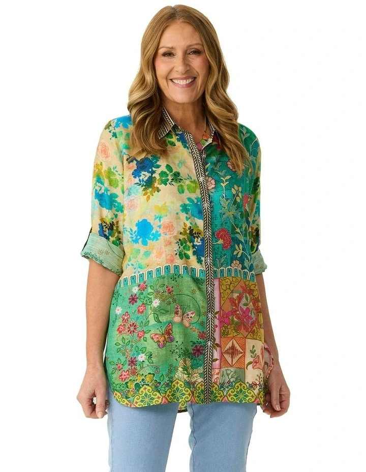 Dandy Relaxed 3/4 Sleeve Shirt in Multi image 1