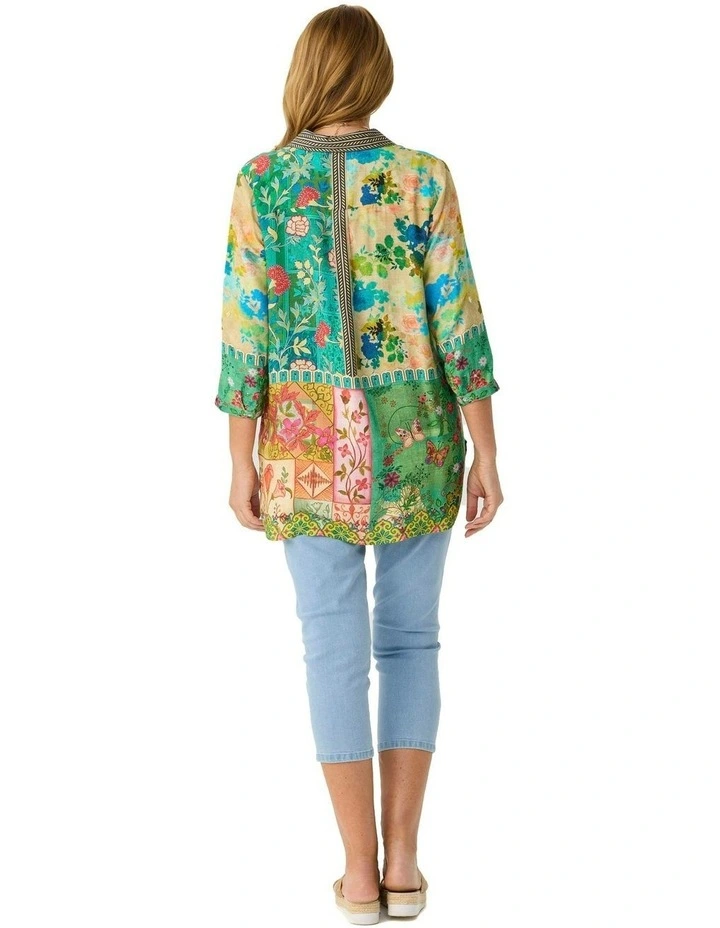 Dandy Relaxed 3/4 Sleeve Shirt in Multi image 2