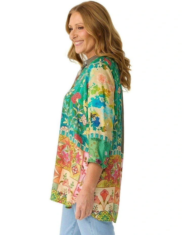 Dandy Relaxed 3/4 Sleeve Shirt in Multi image 3