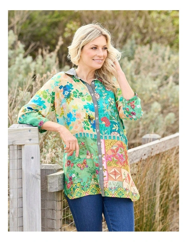 Dandy Relaxed 3/4 Sleeve Shirt in Multi image 5