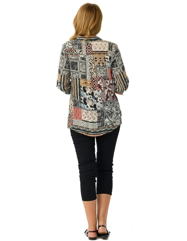 Blackjack 3/4 Sleeve Collared Blouse in Multi image 2