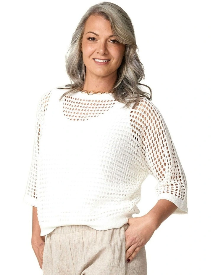 Esperance Eyelet Top in White image 1
