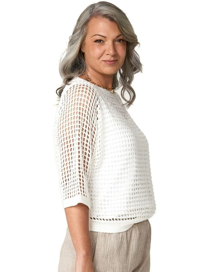 Esperance Eyelet Top in White image 3