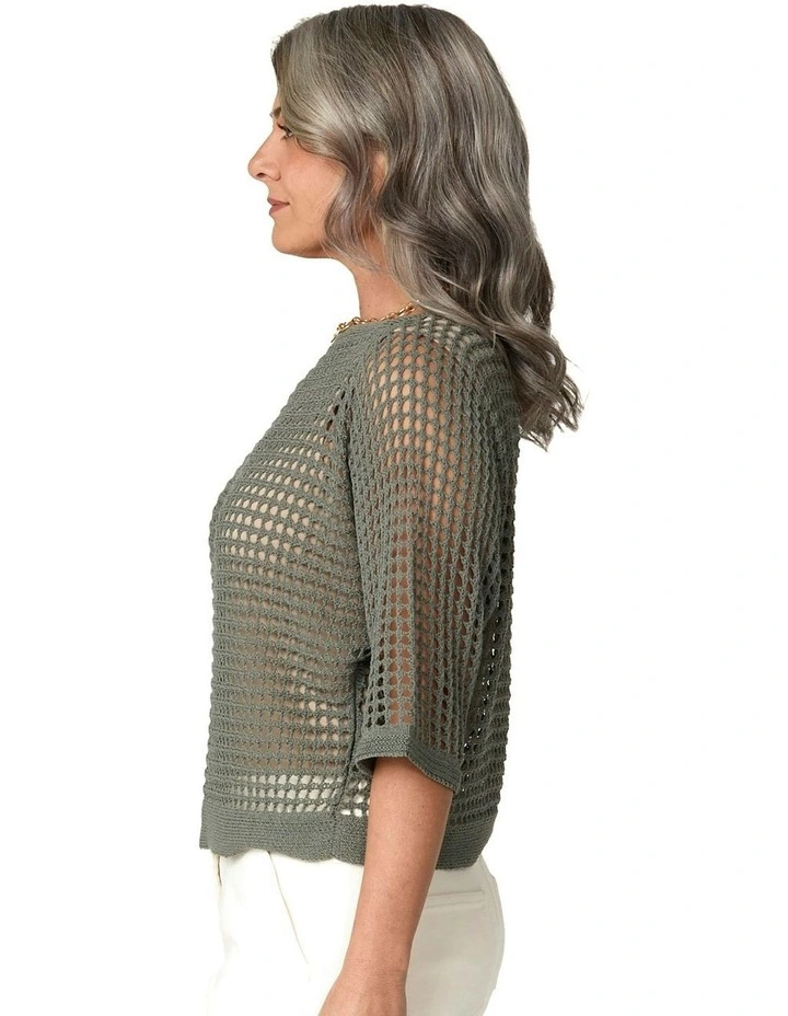 Esperance Eyelet Top in Grey image 3