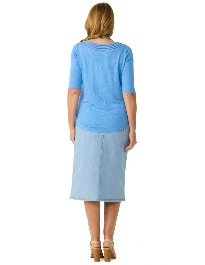 Lia Luxton Bind Elbow Sleeve Top in Blue image 2