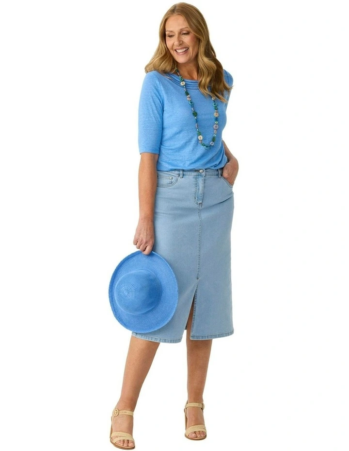 Lia Luxton Bind Elbow Sleeve Top in Blue image 4