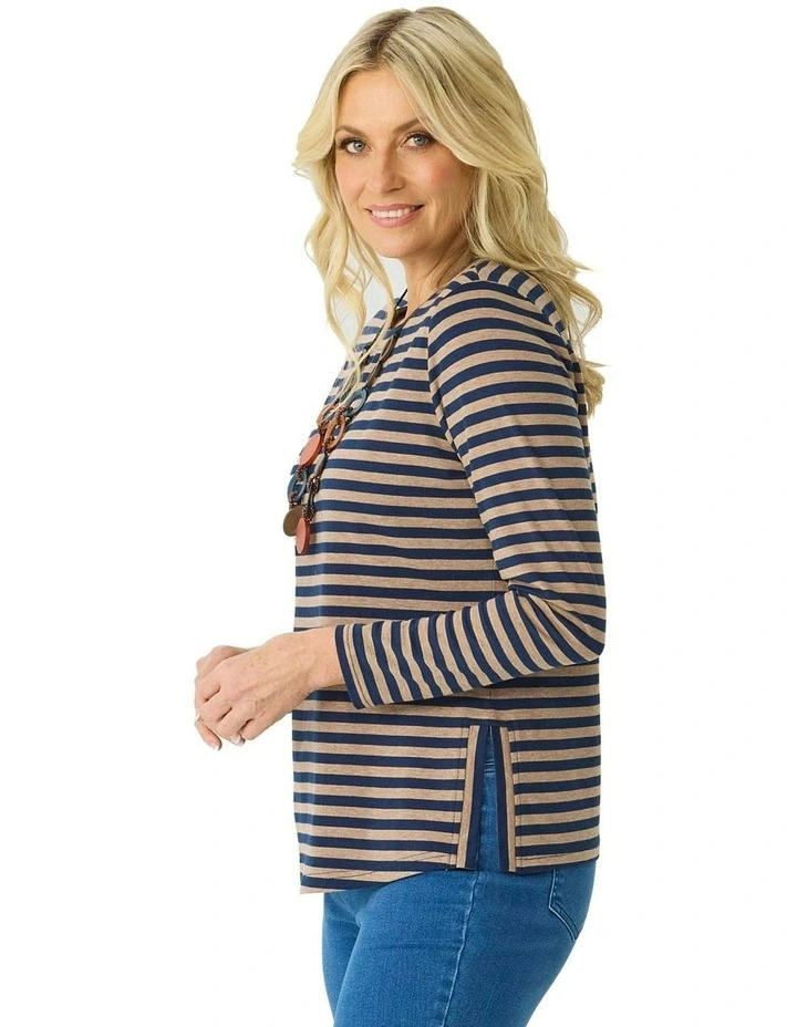 Caz Stripe Top in Multi image 3