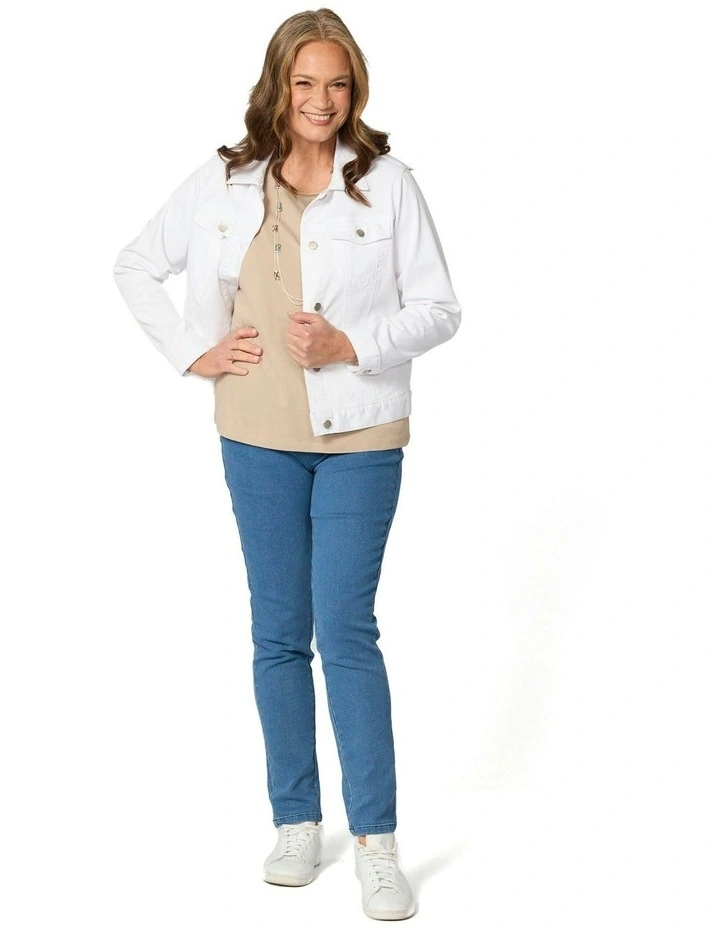 Everyday Ribbon Trim Short Sleeve Tee in Beige image 4