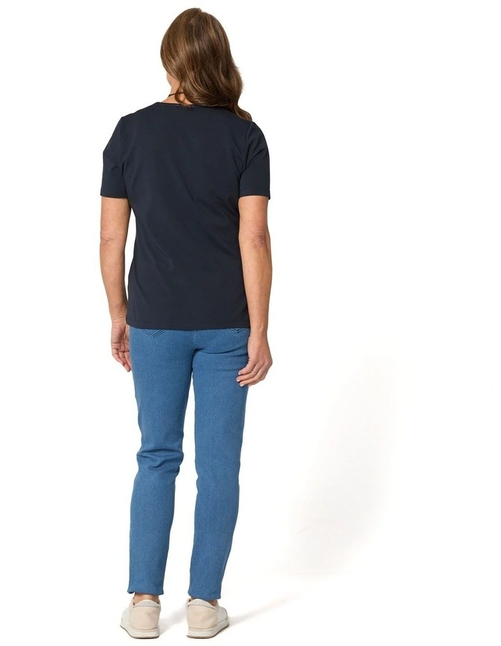 Everyday Ribbon Trim Short Sleeve Tee in Blue image 2