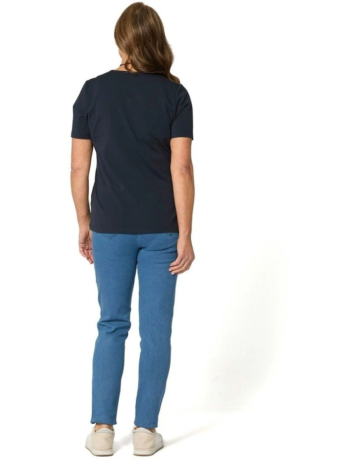 Everyday Ribbon Trim Short Sleeve Tee in Blue image 2