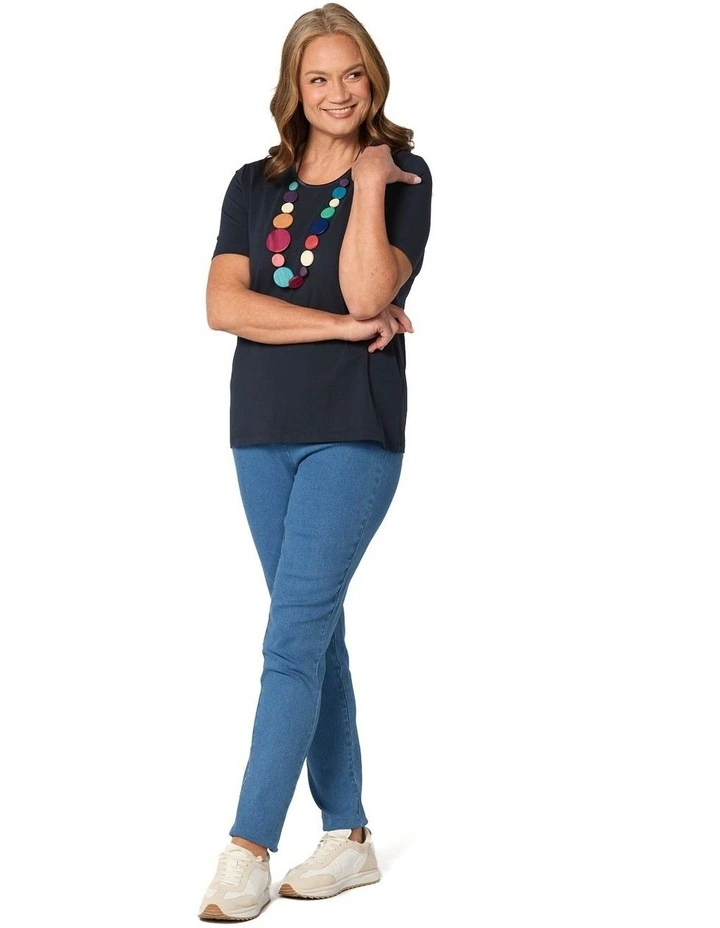 Everyday Ribbon Trim Short Sleeve Tee in Blue image 4