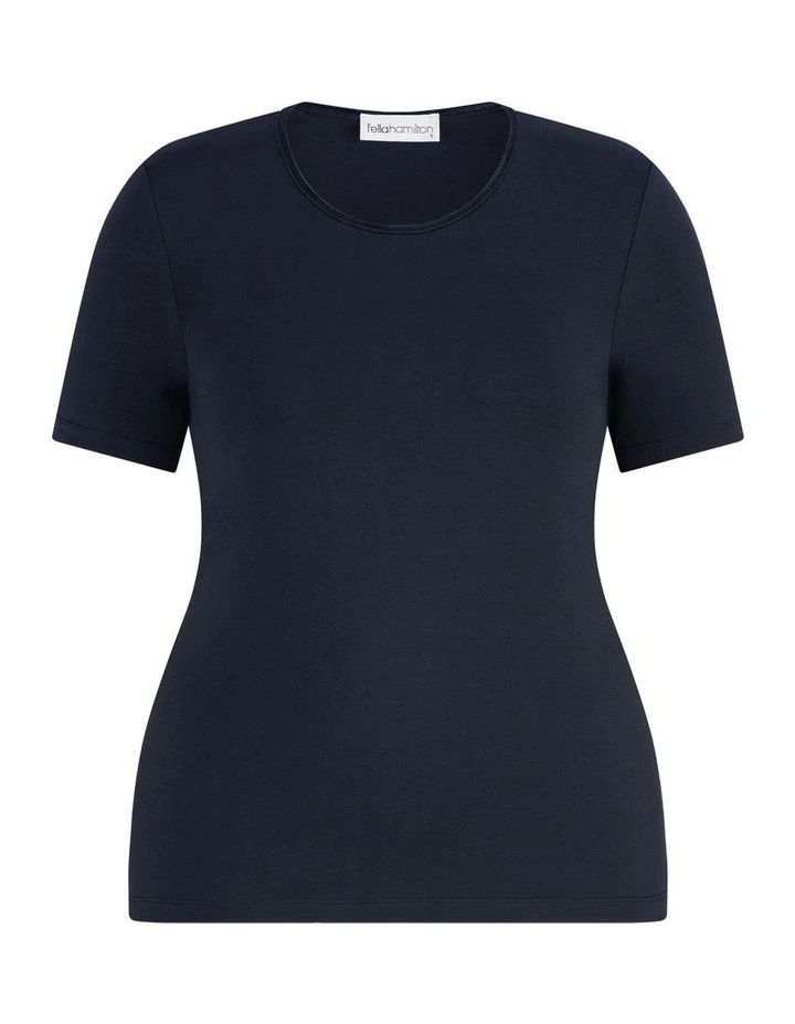 Everyday Ribbon Trim Short Sleeve Tee in Blue image 6