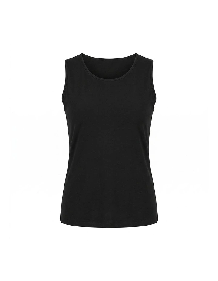 Easy Ribbon Trim Singlet in Black image 7