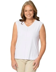 Hush Nadia V Neck Sleeveless Top in White