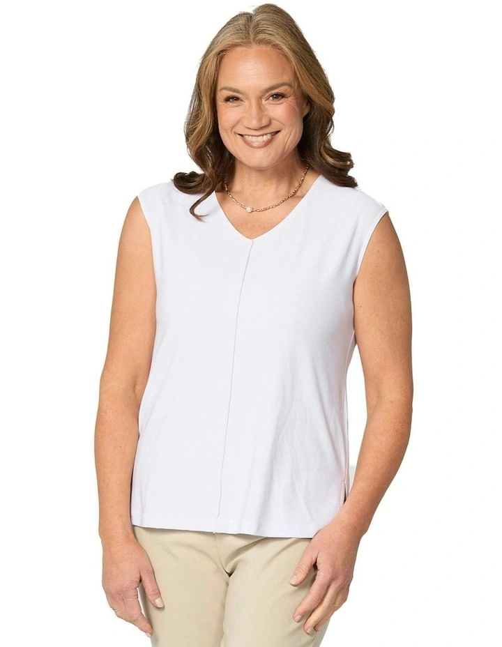 Hush Nadia V Neck Sleeveless Top in White image 1