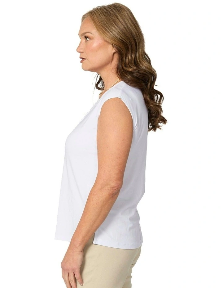 Hush Nadia V Neck Sleeveless Top in White image 3