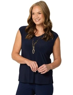 Hush Nadia V Neck Sleeveless Top in Blue