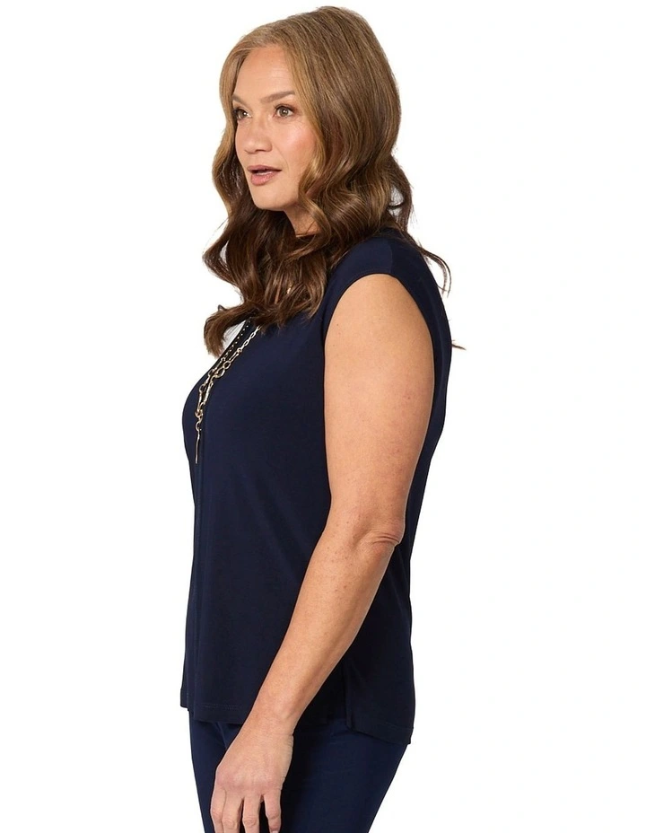 Hush Nadia V Neck Sleeveless Top in Blue image 3