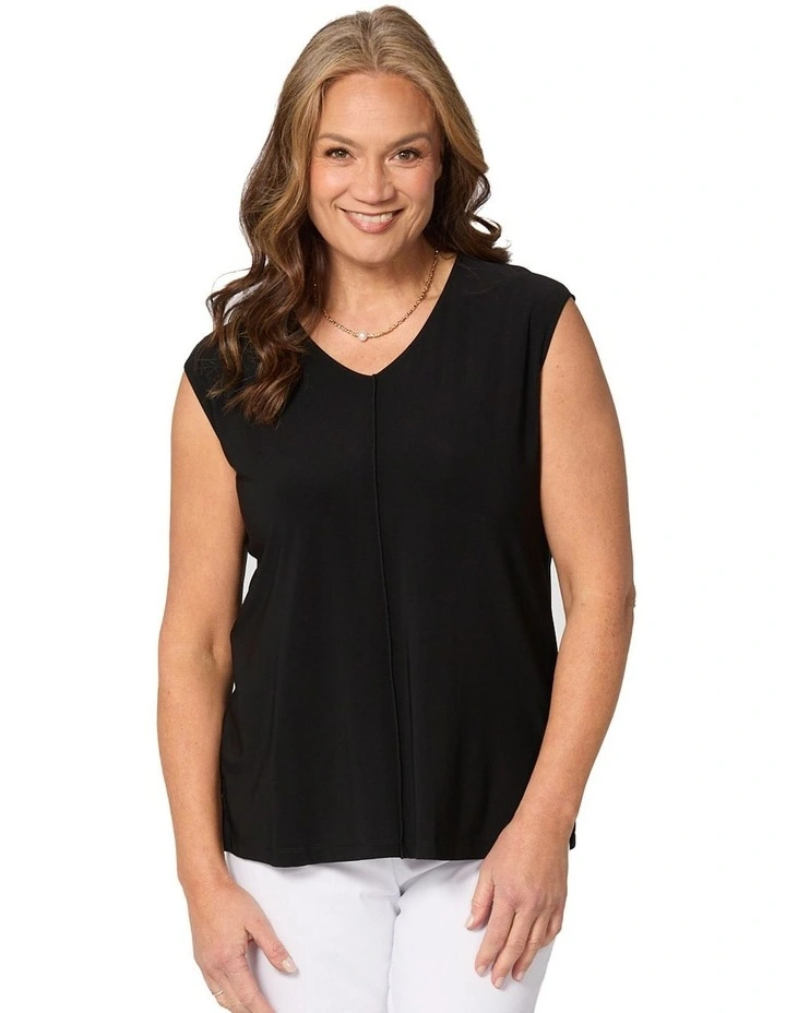 Hush Nadia V Neck Sleeveless Top in Black image 1