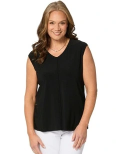 Hush Nadia V Neck Sleeveless Top in Black