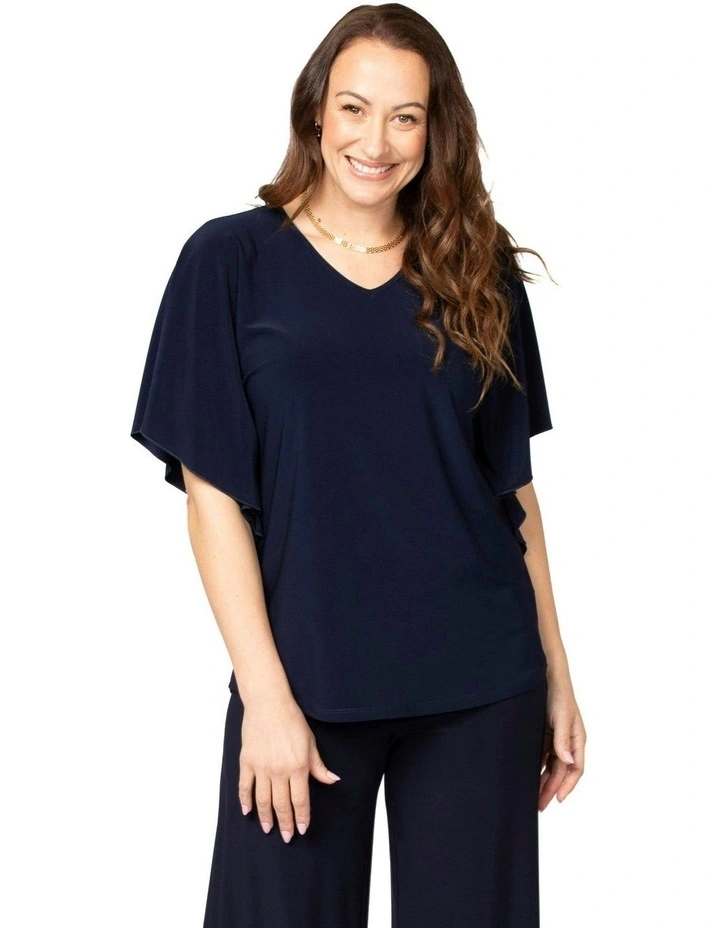 Hush Flutter Sleeve Top in Blue image 1