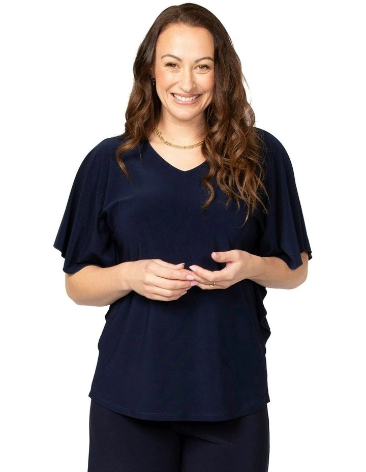 Hush Flutter Sleeve Top in Blue image 3