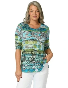 Ruben 3/4 Sleeve Print Tee in Multi