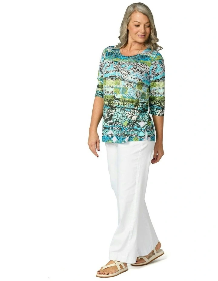 Ruben 3/4 Sleeve Print Tee in Multi image 5