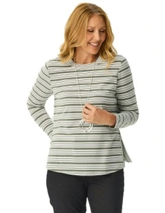 Kit Stripe Long Sleeve Top in Green