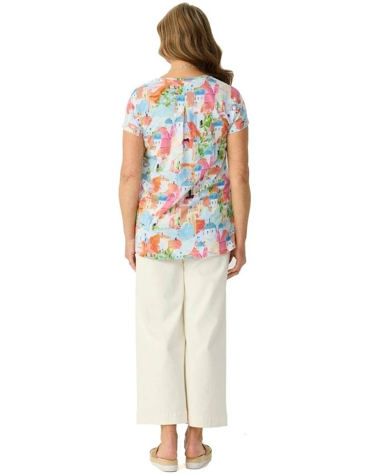 Costa Houses V Neck Short Sleeve Tee in Multi image 2