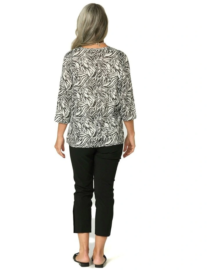 Gibson 3/4 Sleeve Diamante Tee in Multi image 2