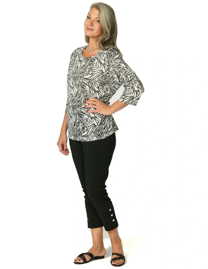 Gibson 3/4 Sleeve Diamante Tee in Multi image 4
