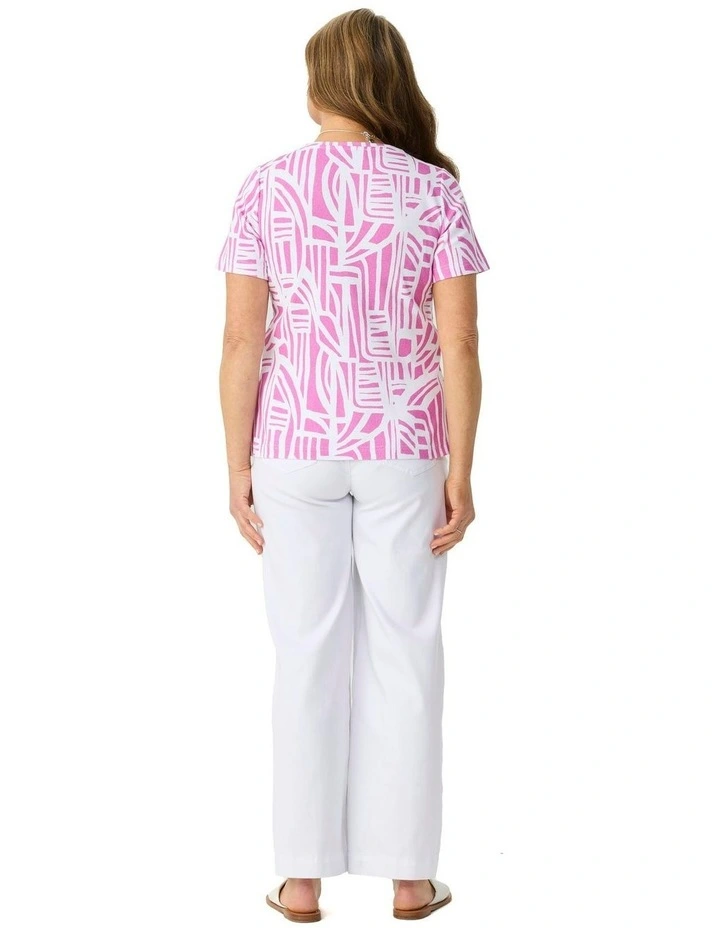 Express Short Sleeve Rib Tee in Pink image 2