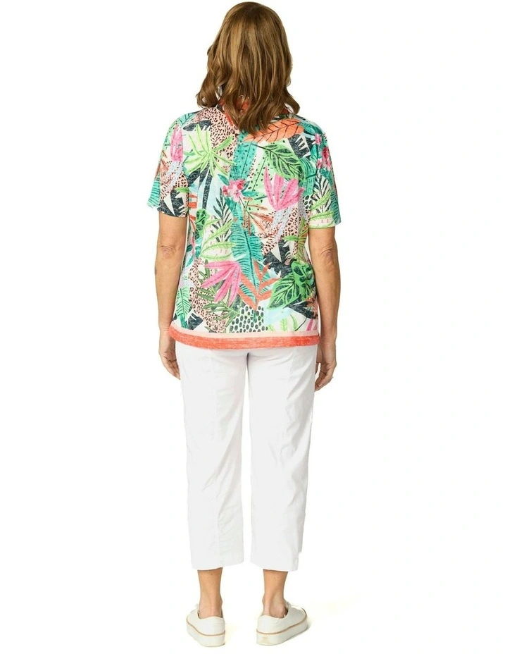 Bright Safari V-Neck Short Sleeve Tee in Multi image 2