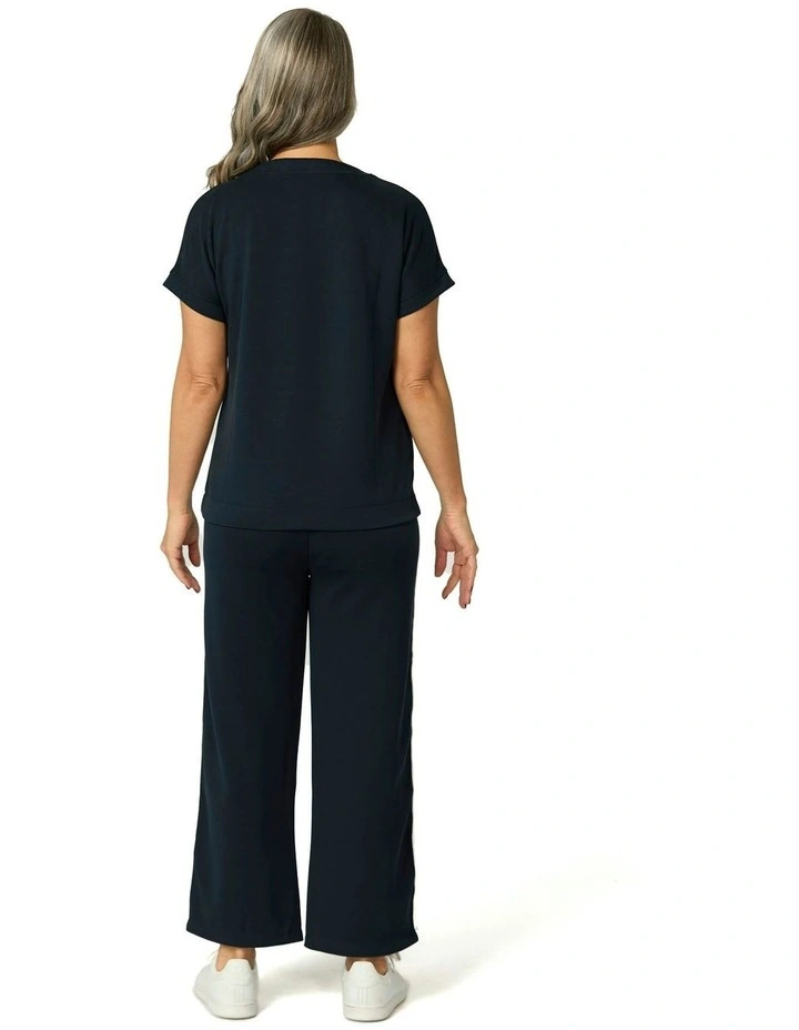 Zen Relaxed Short Sleeve Top in Navy image 2