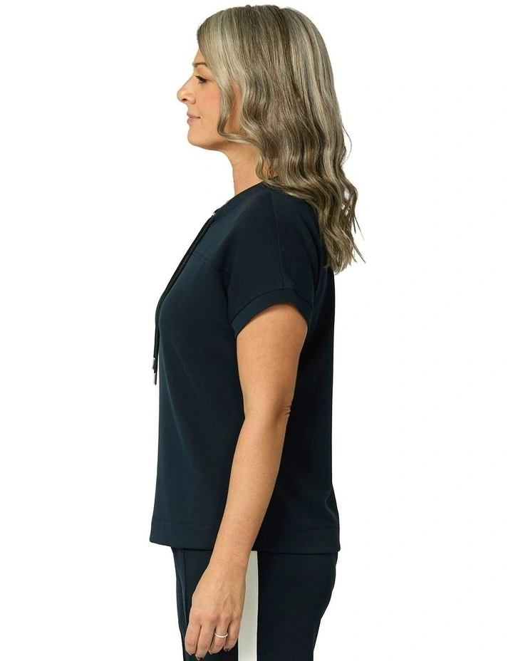 Zen Relaxed Short Sleeve Top in Navy image 3