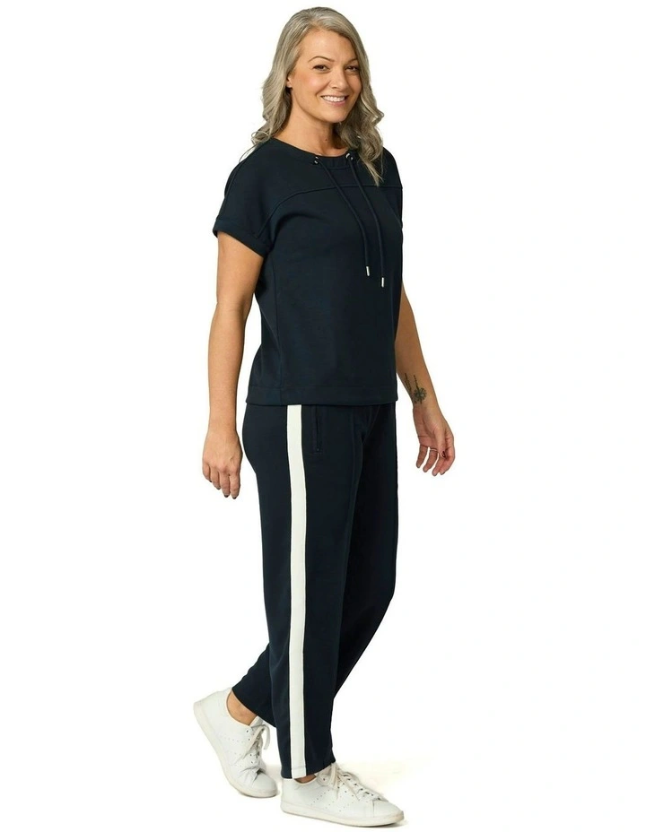 Zen Relaxed Short Sleeve Top in Navy image 4