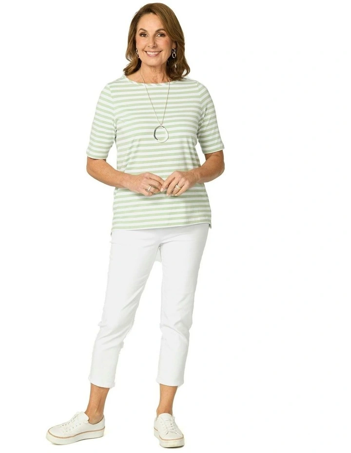 Lido Stripe Elbow Sleeve Tee in Green image 4