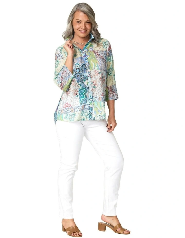 Nicola 3/4 Sleeve Wire Collar Shirt in Multi image 4