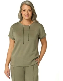 Zen Relaxed Short Sleeve Top in Olive